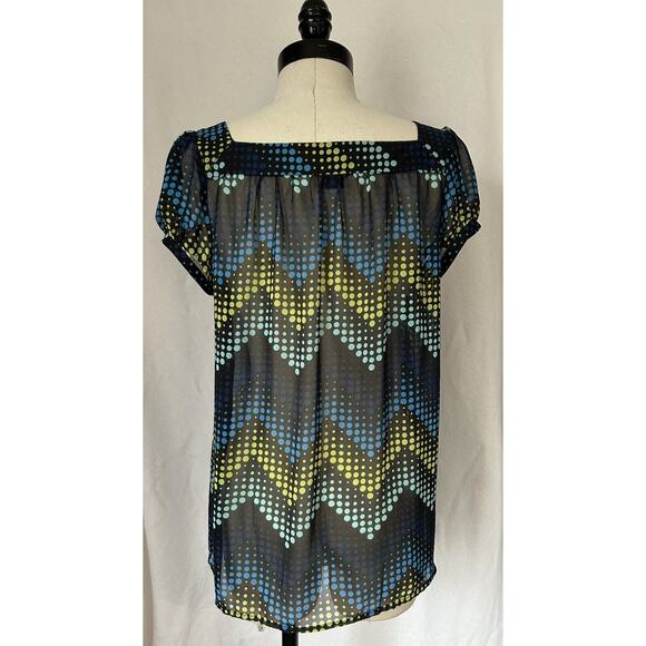 Ann Taylor Blue Sheer Polyester Polka Dot Top Blouse Womens M - Picture 3 of 5